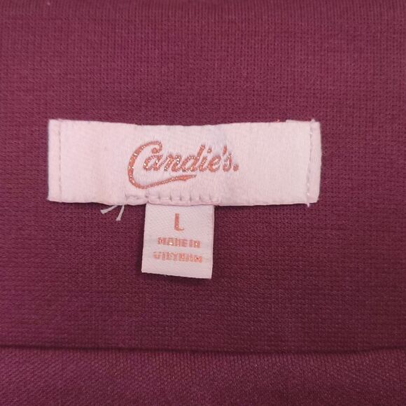 Candie's Plum Zip Up Front High Rise Stretchy Lined Mini Skirt Large - Picture 7 of 8